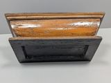 a close up of a wooden box on a table