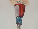 drawing of a man carrying a stack of books on his head