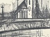 drawing of a church with a steeple and a steeple on the top of it