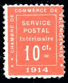 a red stamp with the words service postal on it