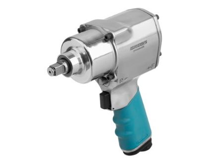 an air impact wrenet with a blue handle on a white background