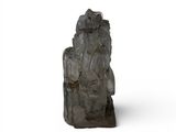 a stone statue of a man sitting on a rock