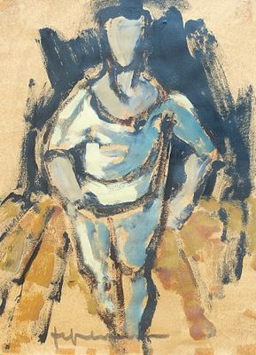 an image of a painting of a woman carrying a bag