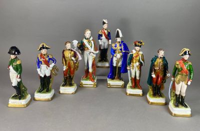 SAXE - SCHEIBE ALSBACH Neuf sujets en porcelaine polychrome …