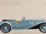 dessin représentant une voiture de sport bleue sur fond beige