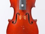 a close up of a violin with a bow on a white background