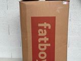 a cardboard box with the word fatboy written on it