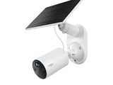 an image of a solar powered security camera attached to a wall