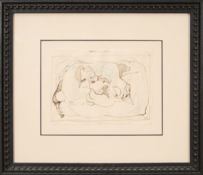 une image représentant un dessin d'un homme et d'une femme au lit