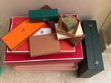 a stack of books on top of a red table