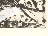 a black and white picture of a painting on a white wall