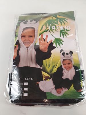 a picture of a child wearing a panda bear costume