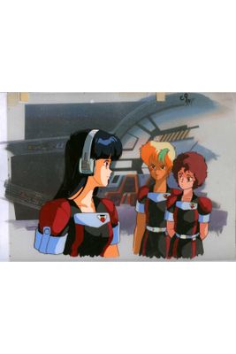cartoon of a group of people standing in front of a plane