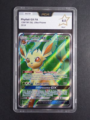 a close up of a pokemon card in a plastic case