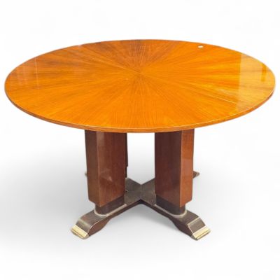 Jules LELEU (1883-1961) table ronde en placage d'acajou.