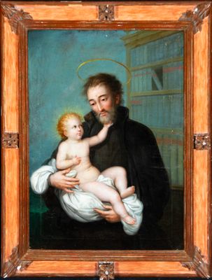 an image of a painting of a man holding a baby in his arms