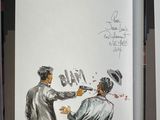 a drawing of a man holding a gun in a book