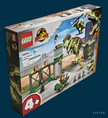 une boîte de Lego avec un dinosaure dessus