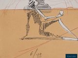 a drawing of a person sitting on a chair