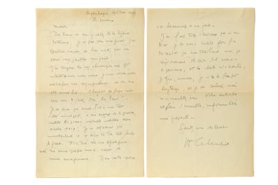 deux pages d'une lettre rédigée en français sur une feuille de papier