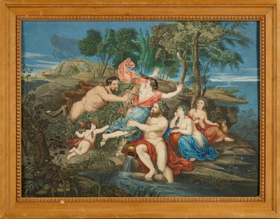 an image of a painting of a group of people in a wooded area