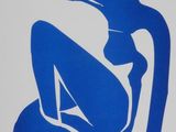 an image of a blue and white painting of a woman