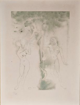 une image représentant deux femmes debout près d'un arbre