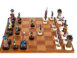 de nombreuses figurines sur un échiquier à fond blanc