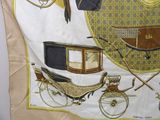 a picture of a scarf with a picture of a horse and carriage on it