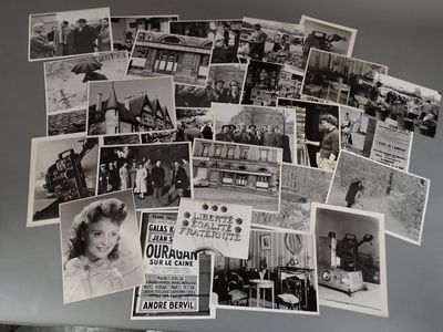several old black and white photos of people in a room