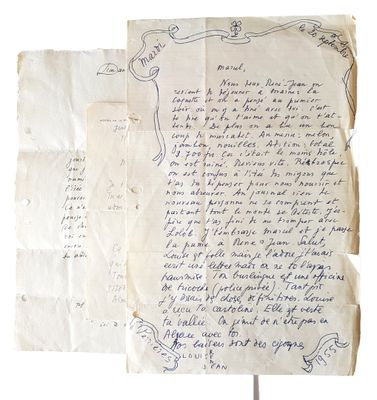 an old handwritten letter on a piece of paper on a stand