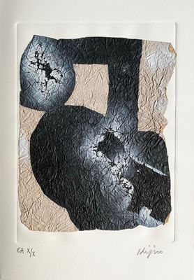 a picture of a black and white painting on a piece of paper