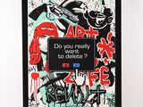 framed picture of a picture with a message on it that says do you really want to delete?