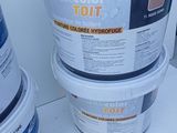 two buckets of paint sitting next to each other on top of a table