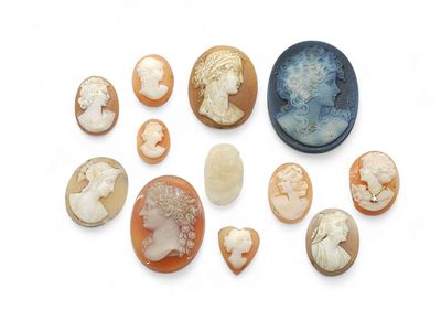 a group of carved cameos of various shapes and sizes