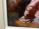 a picture of a painting of a woman ' s feet in pink shoes