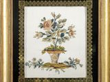 tableau représentant un vase contenant des fleurs, dans un cadre doré