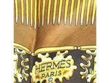 hermes paris brown and yellow silk scarf with gold trim