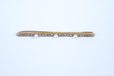 BROCHE barrette en or jaune 750 millièmes et platine 950 millièmes, or - Photo 1