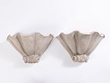 pair of sconces in the shape of shells on a white wall