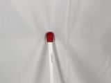 a white umbrella with a red handle on a white background