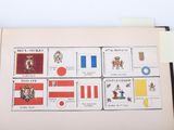 an open book with a picture of flags on it