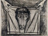 une image représentant le dessin du visage d'un homme dans une fenêtre