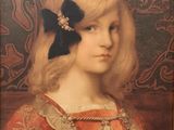 portrait d'une jeune fille portant un nœud noir et une robe rouge