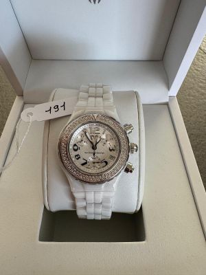 Montre en Céramique Blanc Nacrée, Chrono, signée - TECHNOMAR…