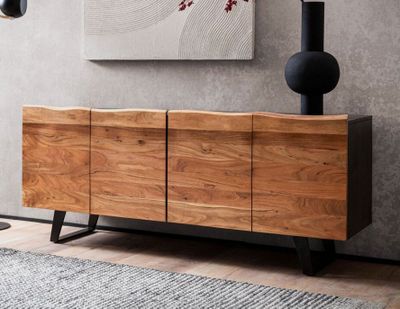 Buffet 4 portes PIROLIZ- en acacia et métal - dimensions: 18… - Photo 1