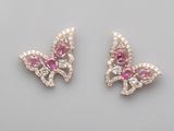 pair of pink sapphire and diamond butterfly earrings