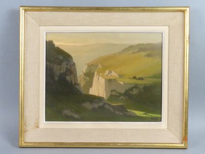 une image d'un tableau représentant un château sur une colline