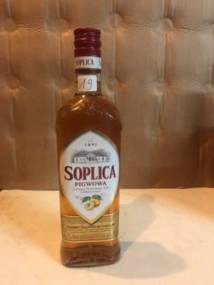 a bottle of liquor that is sitting on a table