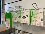 many boxes of headphones hanging on the wall